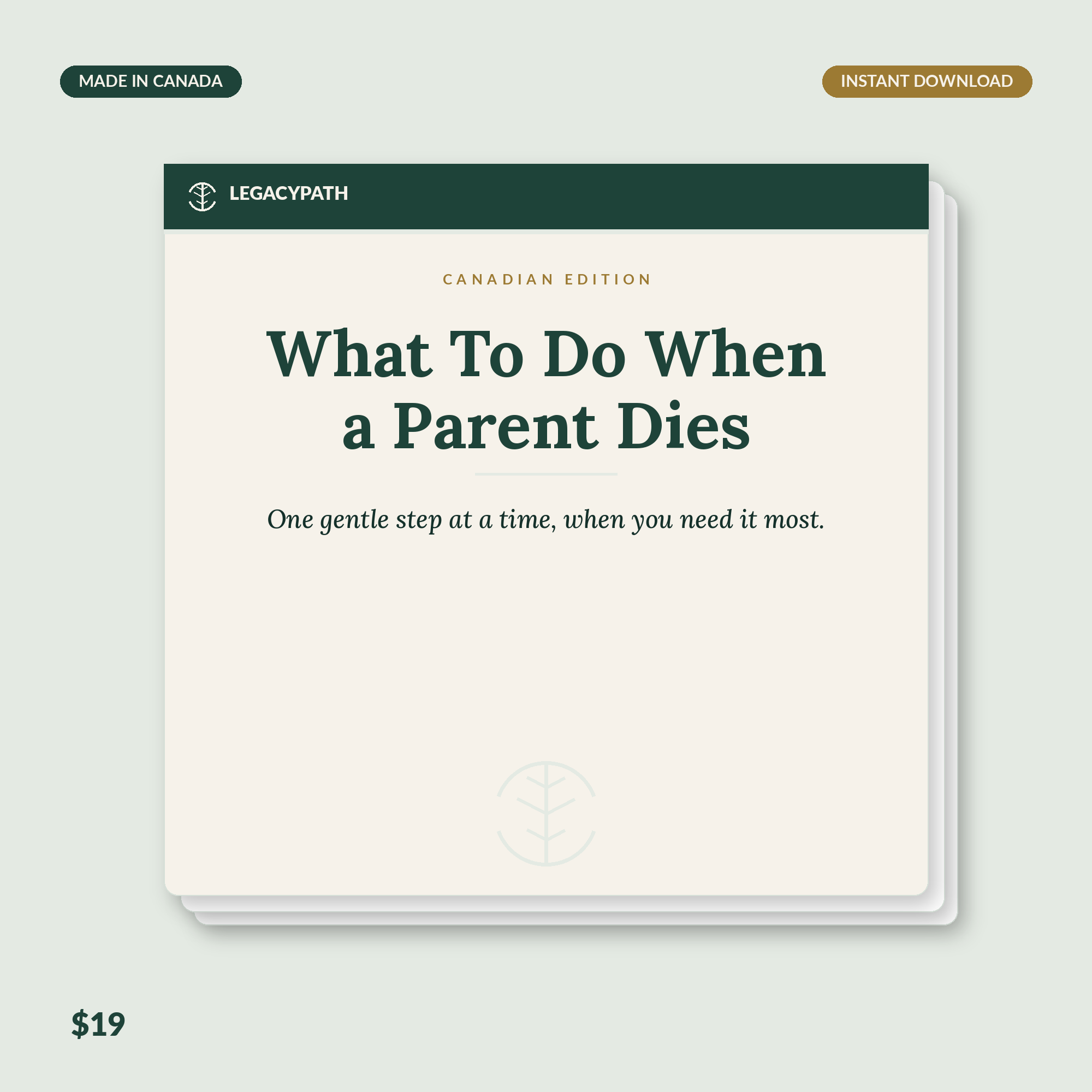 LegacyPath What To Do When a Parent Dies printable Canadian guide cover