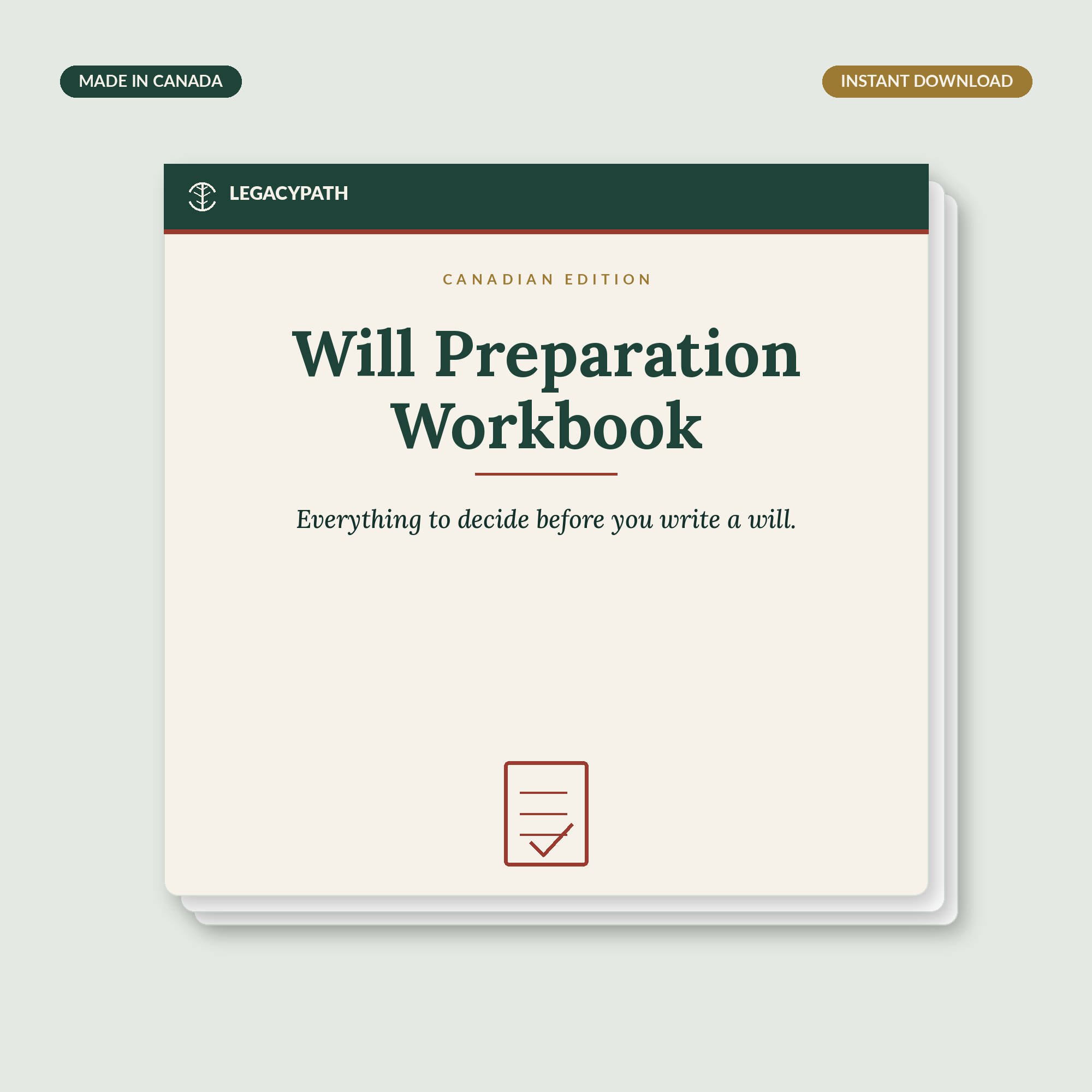 LegacyPath Will Preparation Workbook printable Canadian guide cover