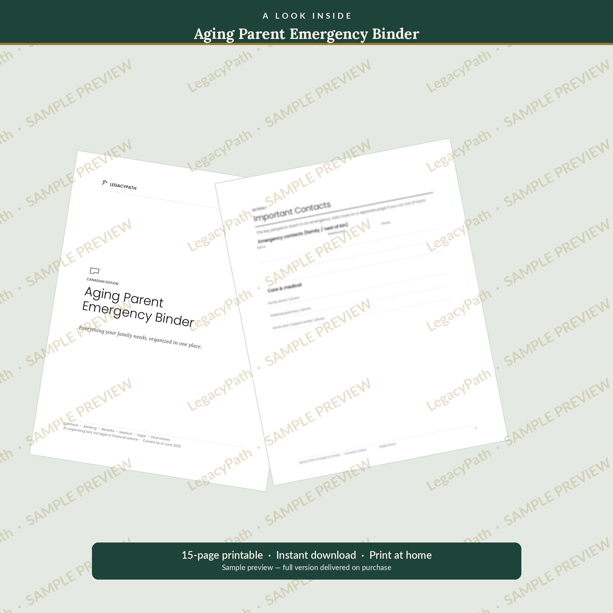 Aging Parent Emergency Binder