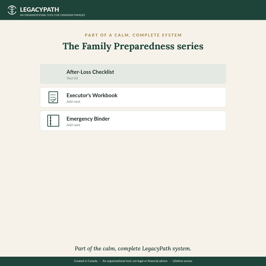 Part of the calm, complete LegacyPath Family Preparedness series